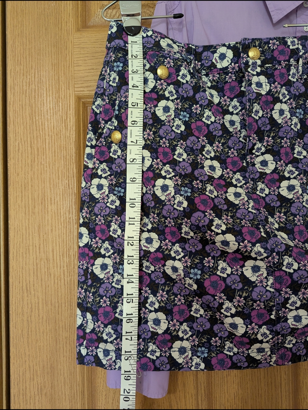 Talbots Purple Floral Mini Skirt with Gold Buttons - Picture 7 of 7